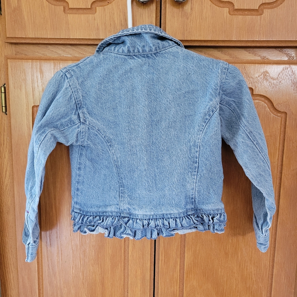 Skechers Blue Jean Jacket with Heart Floral Embroidery, Size 2T - Picture 4 of 7